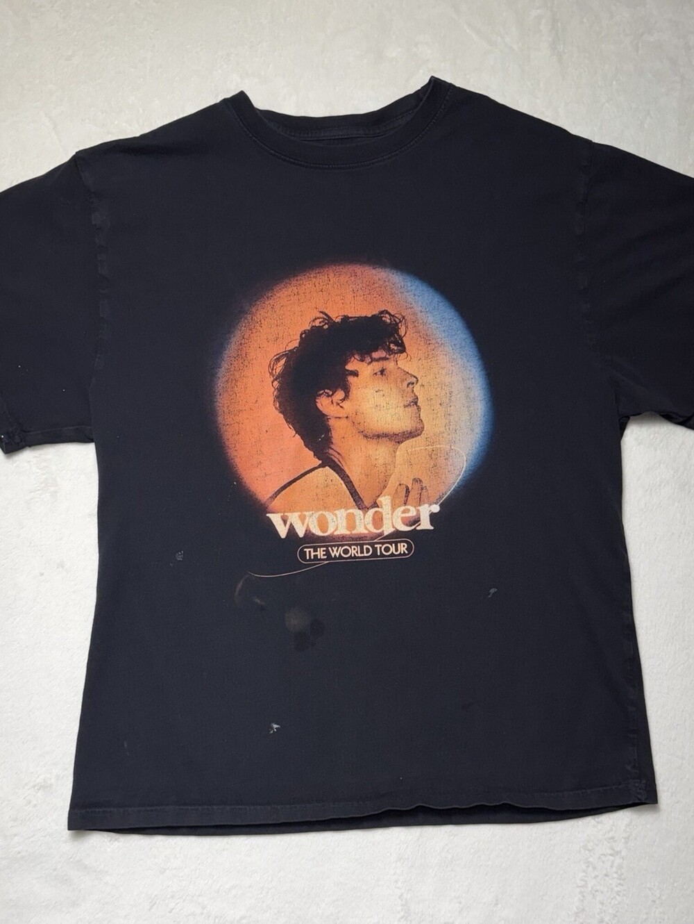 Shawn Mendes Wonder The World Tour Black Graphic Concert T-Shirt Adult Size L